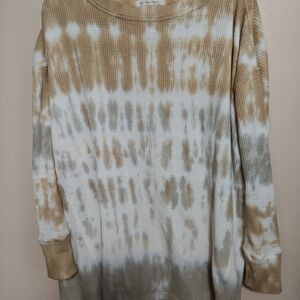 We The Free Tan and Cream Ribbed Top